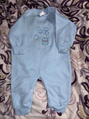 Rabbit Skins Light Blue Baby One-Piece Bodysuit with Bubble Embroidery